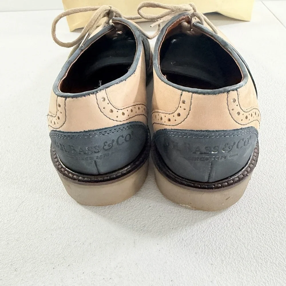 GH Bass Mens Saddle Oxford Suede Bone Multi Montgomery Blue Size 8 M W/ Box